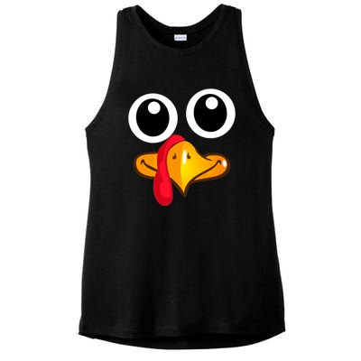 Thanksgiving Cute Turkey Face Ladies PosiCharge Tri-Blend Wicking Tank