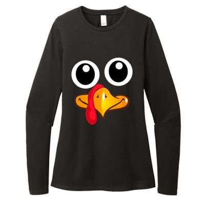 Thanksgiving Cute Turkey Face Womens CVC Long Sleeve Shirt