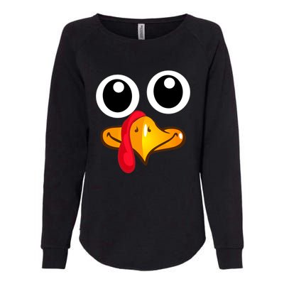 Thanksgiving Cute Turkey Face Womens California Wash Sweatshirt