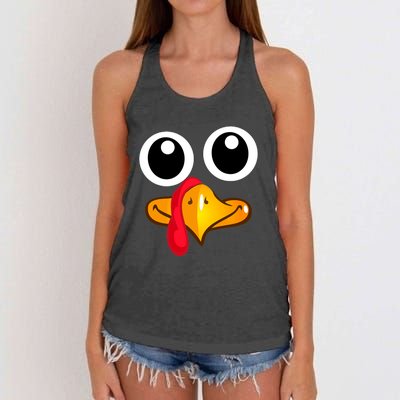 Thanksgiving Cute Turkey Face Women's Knotted Racerback Tank