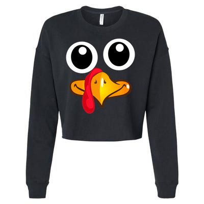 Thanksgiving Cute Turkey Face Cropped Pullover Crew
