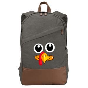 Thanksgiving Cute Turkey Face Cotton Canvas Backpack