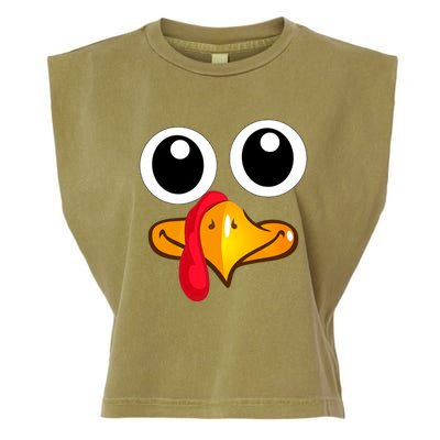 Thanksgiving Cute Turkey Face Garment-Dyed Women's Muscle Tee