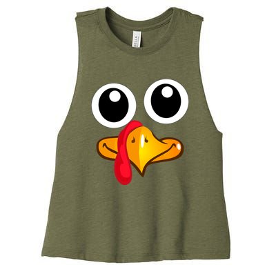 Thanksgiving Cute Turkey Face Women's Racerback Cropped Tank