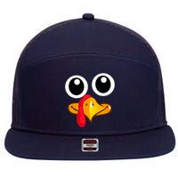Thanksgiving Cute Turkey Face 7 Panel Mesh Trucker Snapback Hat