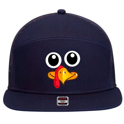 Thanksgiving Cute Turkey Face 7 Panel Mesh Trucker Snapback Hat