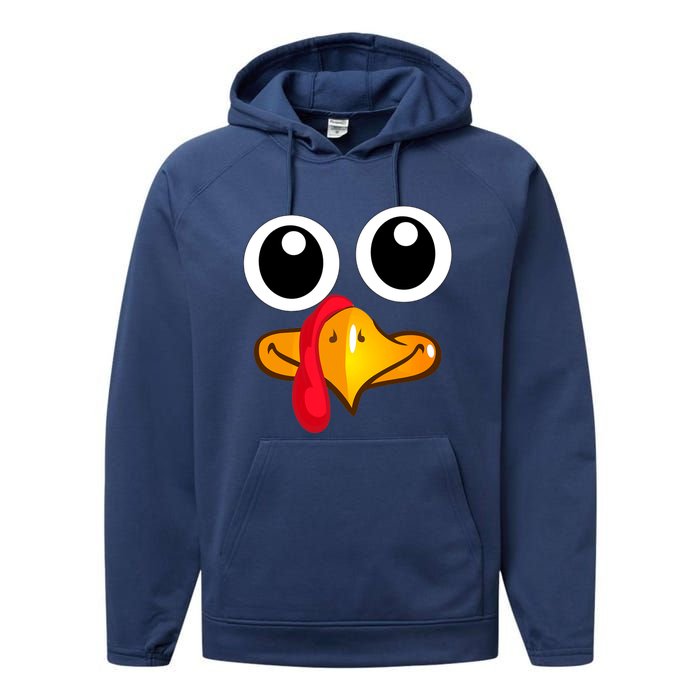 Thanksgiving Cute Turkey Face Performance Fleece Hoodie