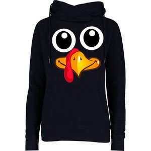 Thanksgiving Cute Turkey Face Womens Funnel Neck Pullover Hood