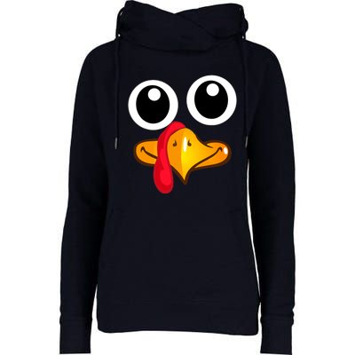 Thanksgiving Cute Turkey Face Womens Funnel Neck Pullover Hood