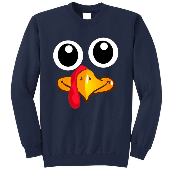 Thanksgiving Cute Turkey Face Tall Sweatshirt