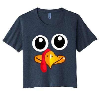 Thanksgiving Cute Turkey Face Women's Crop Top Tee