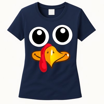 Thanksgiving Cute Turkey Face Womens T-Shirt