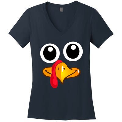 Thanksgiving Cute Turkey Face Women's V-Neck T-Shirt