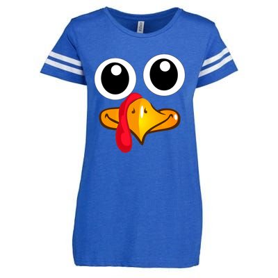 Thanksgiving Cute Turkey Face Enza Ladies Jersey Football T-Shirt