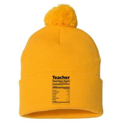 Thanksgiving Christmas Teacher Nutrition Facts Labels Pom Pom 12in Knit Beanie