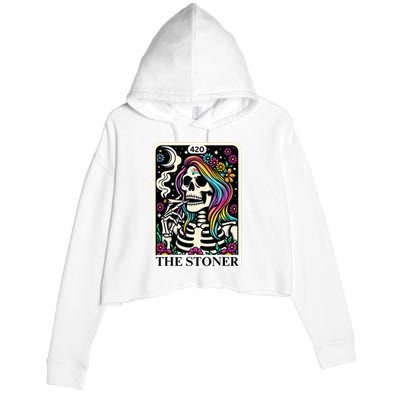 Tarot Card The Stoner Weed Lover Skeleton 420 Cannabis Crop Fleece Hoodie