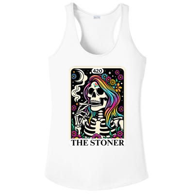 Tarot Card The Stoner Weed Lover Skeleton 420 Cannabis Ladies PosiCharge Competitor Racerback Tank