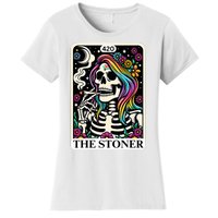 Tarot Card The Stoner Weed Lover Skeleton 420 Cannabis Women's T-Shirt