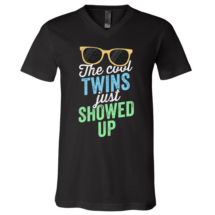 The Cool Twins Just Showed Up Sister Brother School V-Neck T-Shirt