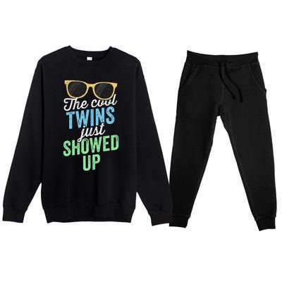 The Cool Twins Just Showed Up Sister Brother School Premium Crewneck Sweatsuit Set