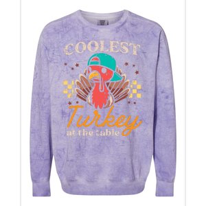 Thanksgiving Coolest Turkey At Table Colorblast Crewneck Sweatshirt