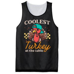 Thanksgiving Coolest Turkey At Table Mesh Reversible Basketball Jersey Tank