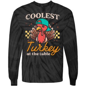 Thanksgiving Coolest Turkey At Table Tie-Dye Long Sleeve Shirt