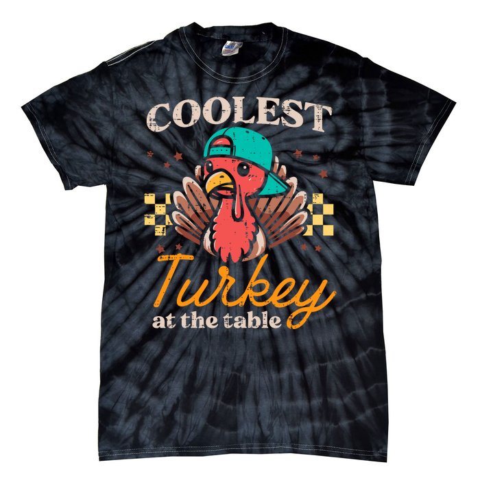 Thanksgiving Coolest Turkey At Table Tie-Dye T-Shirt