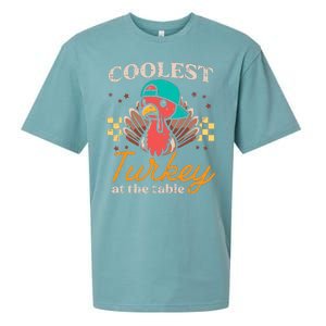 Thanksgiving Coolest Turkey At Table Sueded Cloud Jersey T-Shirt