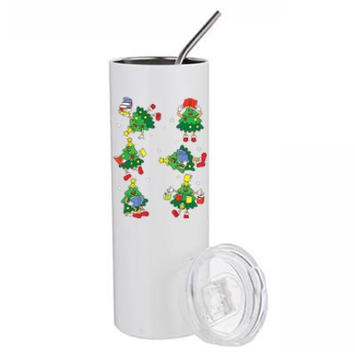 Teacher Christmas Tree Read Books Funny Xmas Librarian Stainless Steel Tumbler