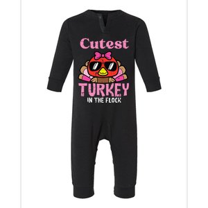 Thanksgiving Cutest Turkey Flock Infant Fleece One Piece