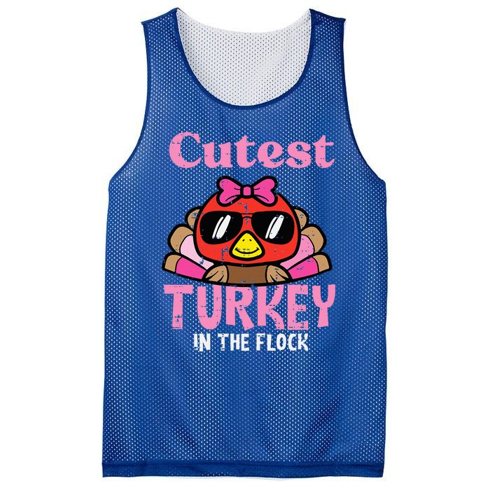 Thanksgiving Cutest Turkey Flock Mesh Reversible Basketball Jersey Tank