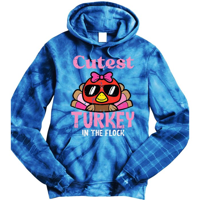 Thanksgiving Cutest Turkey Flock Tie Dye Hoodie