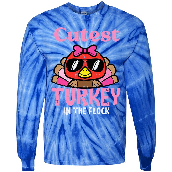 Thanksgiving Cutest Turkey Flock Tie-Dye Long Sleeve Shirt