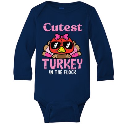 Thanksgiving Cutest Turkey Flock Baby Long Sleeve Bodysuit