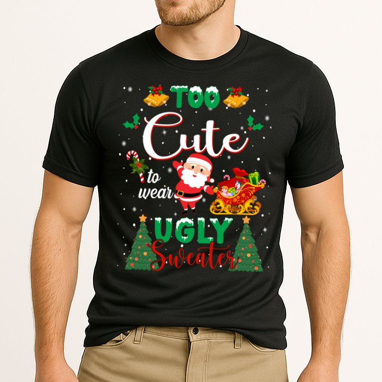 Too Cute To Wear Ugly Sweaters Christmas Cooling Performance Crew T-Shirt