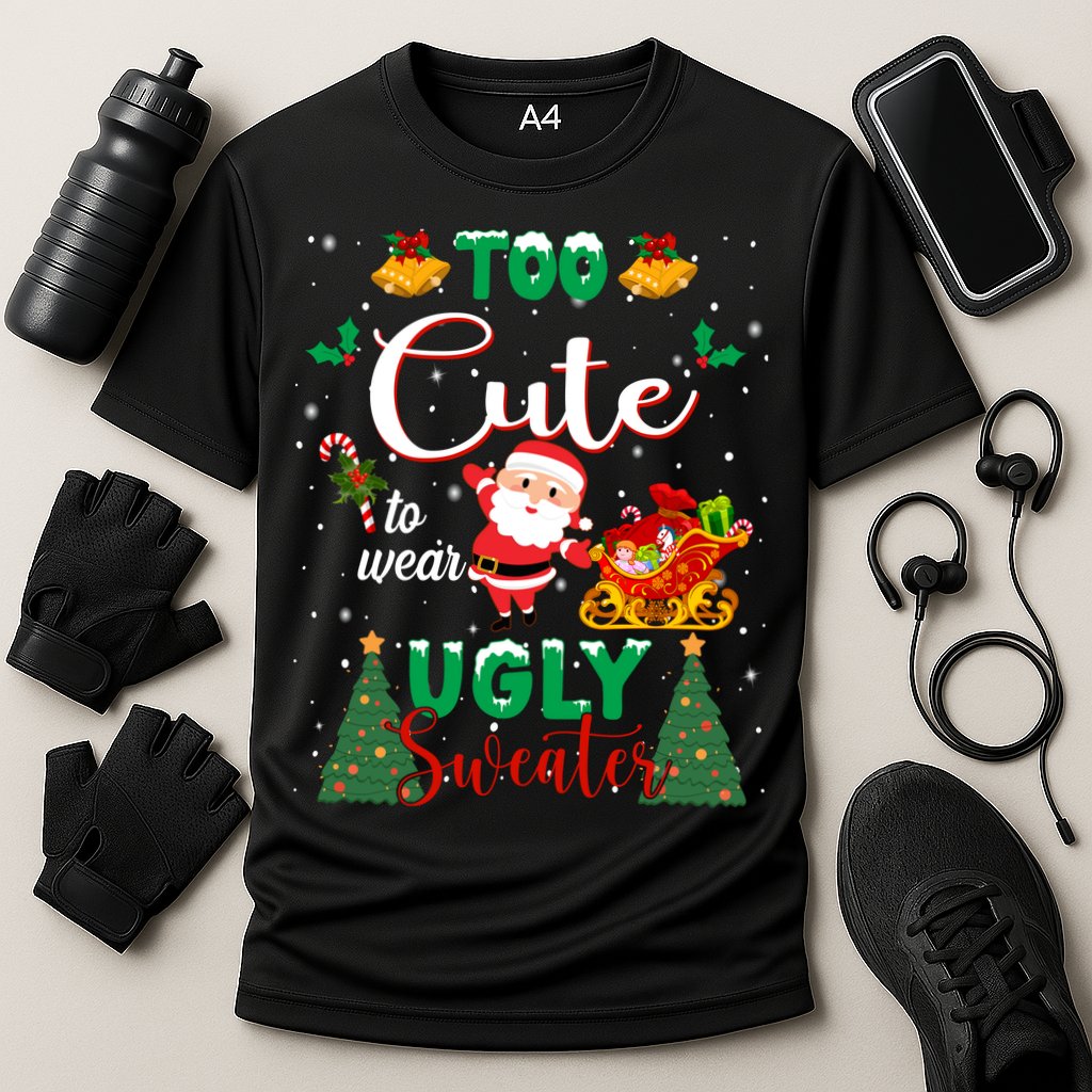 Too Cute To Wear Ugly Sweaters Christmas Cooling Performance Crew T-Shirt