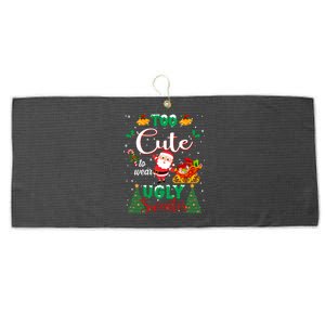 Too Cute To Wear Ugly Sweaters Christmas Large Microfiber Waffle Golf Towel