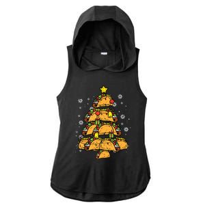 Taco Christmas Tree Xmas Mexican Food Ladies PosiCharge Tri-Blend Wicking Draft Hoodie Tank