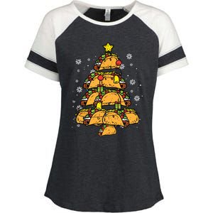 Taco Christmas Tree Xmas Mexican Food Enza Ladies Jersey Colorblock Tee