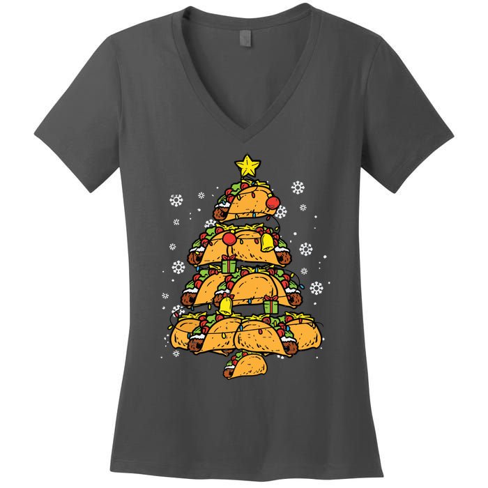 Taco Christmas Tree Xmas Mexican Food Women's V-Neck T-Shirt