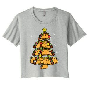 Taco Christmas Tree Xmas Mexican Food Women's Crop Top Tee