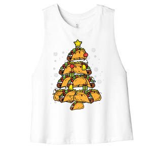 Taco Christmas Tree Xmas Mexican Food Women's Racerback Cropped Tank