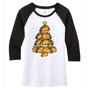 Taco Christmas Tree Xmas Mexican Food Women's Tri-Blend 3/4-Sleeve Raglan Shirt