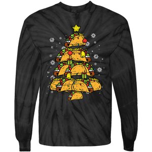 Taco Christmas Tree Xmas Mexican Food Tie-Dye Long Sleeve Shirt