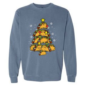 Taco Christmas Tree Xmas Mexican Food Garment-Dyed Sweatshirt