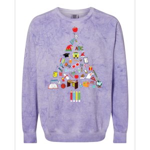 Teacher Christmas Tree Colorblast Crewneck Sweatshirt