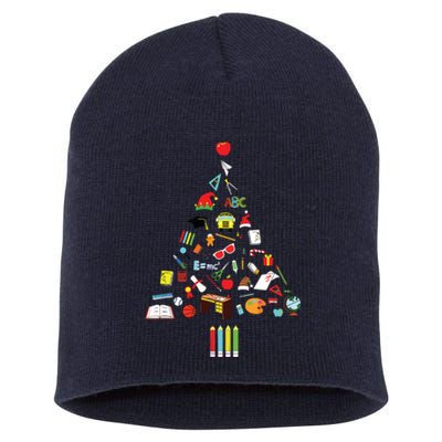 Teacher Christmas Tree Short Acrylic Beanie