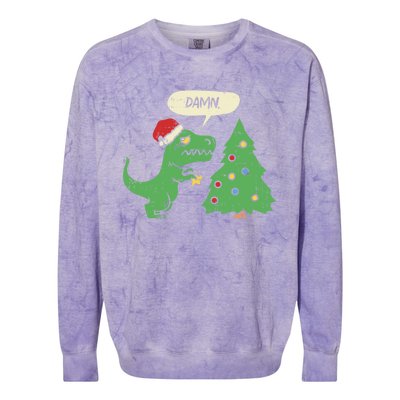 Trex Christmas Tree Damn Funny Dinosaur Gift Colorblast Crewneck Sweatshirt