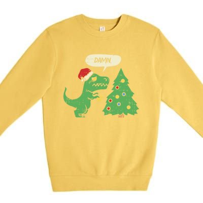 Trex Christmas Tree Damn Funny Dinosaur Gift Premium Crewneck Sweatshirt